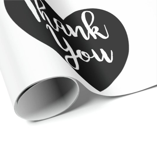 ミニマリストブラックハートありがとうタイポグラフィ ラッピングペーパー (ロールコーナー)