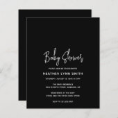 ミニマリストブラックバジェットベビーシャワー招待状 (正面/裏面)