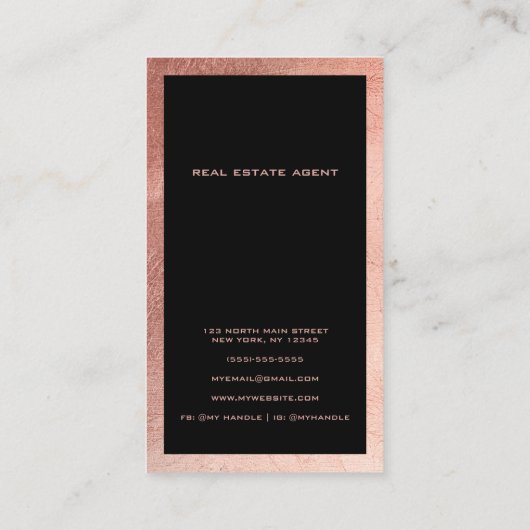 ミニマリストブラックバラゴールドフォイルモノグラ縁どム 名刺 (裏面)