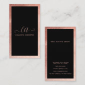 ミニマリストブラックバラゴールドフォイルモノグラ縁どム 名刺 (正面/裏面)