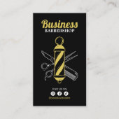 ミニマリストブラックバーバーバーショップヘアスタイリストサロン 名刺 (正面)
