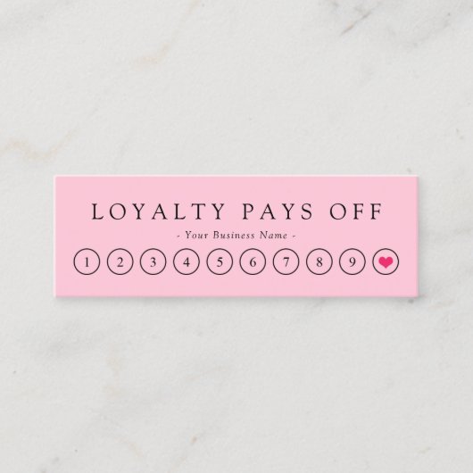 ミニマリストブラックピンクロイヤリティパンチ ロイヤリティカード (正面)