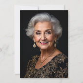 ミニマリストブラックフォト金ゴールド70誕生日 招待状 (裏面)