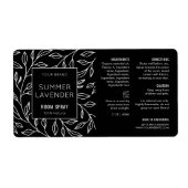 ミニマリストブラックフローラルームスプレーボトルラベル ラベル (正面)