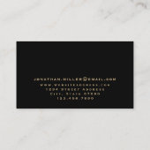 ミニマリストブラックブラシ金ゴールドモノグラム 名刺 (裏面)