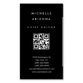 ミニマリストブラックプロフェッショナルスキャン可能QRコード マグネット名刺 (正面縦)