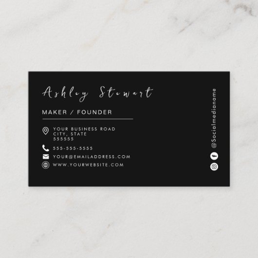 ミニマリストブラックプロフェッショナルブランディングロゴ 名刺 (正面)