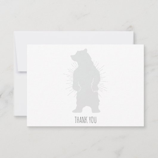ミニマリストブラックベア誕生日 サンキューカード (正面)