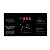 ミニマリストブラックホットピンクヘア油ドロッパーボトル ラベル (正面)