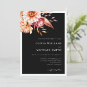 ミニマリストブラックボホ結婚フローラ 招待状 (スタンド正面)