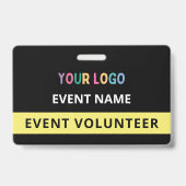 ミニマリストブラックボランティアイベント名カスタムロゴ バッジ (Back)