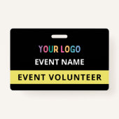 ミニマリストブラックボランティアイベント名カスタムロゴ バッジ (裏面)