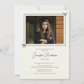 ミニマリストブラックボーフォト卒業パーティー 招待状 (正面)