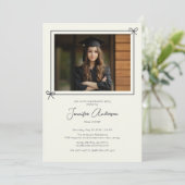 ミニマリストブラックボーフォト卒業パーティー 招待状 (スタンド正面)