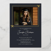 ミニマリストブラックボーフォト卒業パーティー 箔招待状 (正面)