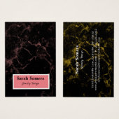 ミニマリストブラックマーブルバラ金ゴールドイヤリング (正面&裏面)