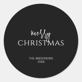 ミニマリストブラックメリークリスマスホリデー ラウンドシール
