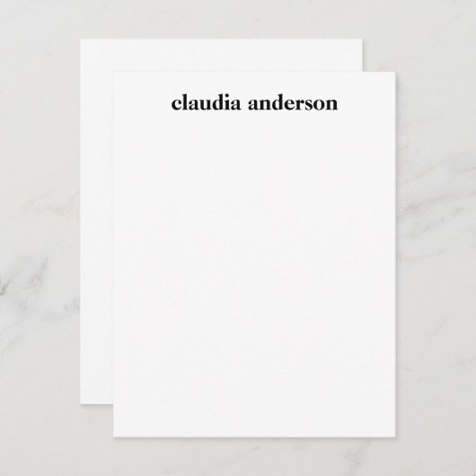 ミニマリストブラックモダンタイポグラフィパーソナライズされた ノートカード (正面/裏面)