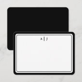 ミニマリストブラックモノグラム縁どラウンド ノートカード (正面/裏面)