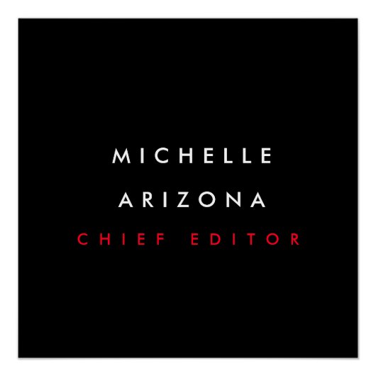 ミニマリストブラックレッドネームプロフェッショナル モダン ポスター (正面)