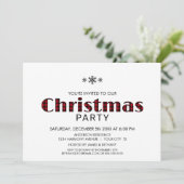 ミニマリストブラックレッドバッファロープレイドクリスマスパーティー 招待状 (スタンド正面)