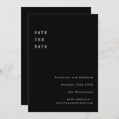 ミニマリストブラックレトロタイプライターフォント結婚ズ セーブザデート (正面/裏面)
