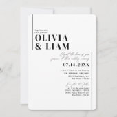 ミニマリストブラック全1つのRSVP QRコード結婚のInvi 招待状 (正面)