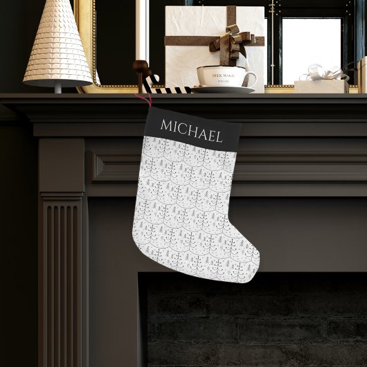 ミニマリストブラック抽象芸術クリスマスツリー スモールクリスマスストッキング