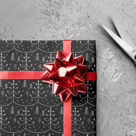 ミニマリストブラック抽象芸術クリスマスツリー ラッピングペーパー