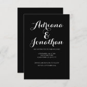 ミニマリストブラック結婚式招待状 招待状 (正面/裏面)