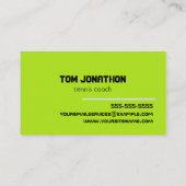 ミニマリストブラック蛍光黄色のテニスコート 名刺 (裏面)