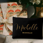 ミニマリストブラック金ゴールドパーソナライズされた花嫁ギフト アクセサリーポーチ