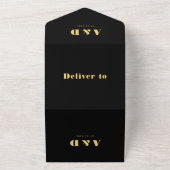 ミニマリストブラック金ゴールドベガスカジノ結婚トランプのポーカー オールインワン招待状 (外側)