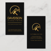 ミニマリストブラック金ゴールドライン屋上ハンドマンハンマー 名刺 (正面/裏面)