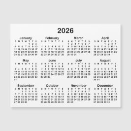 ミニマリストブラック2026磁気カレンダー