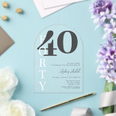ミニマリストブラック40歳の誕生日パーティー アクリル招待状 (インサイチュ (ウェディング))