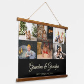 ミニマリストブラック6フォトコラージグランドパープル 吊り下げ型タペストリー (傾斜あり)