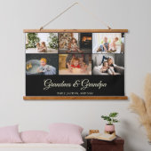 ミニマリストブラック6フォトコラージグランドパープル 吊り下げ型タペストリー (寝室)