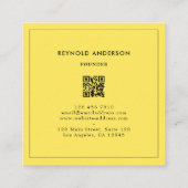 ミニマリストブラック&イエローストライプベーカリーQRコード スクエア名刺 (裏面)