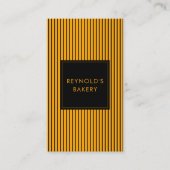 ミニマリストブラック&イエローストライプベーカリーQRコード 名刺 (正面)