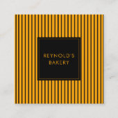 ミニマリストブラック&イエローQRコードストライプベーカリー スクエア名刺 (正面)