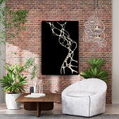 ミニマリストブラック&クリーモダンム抽象芸術アート ポスター