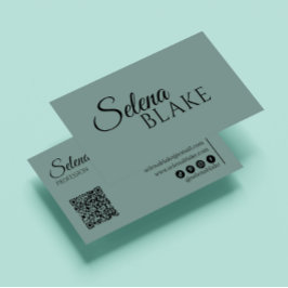 ミニマリストブラック&グリーン | QRコモダンード 名刺