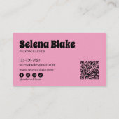 ミニマリストブラック&ピンク| QRコモダンード 名刺 (裏面)