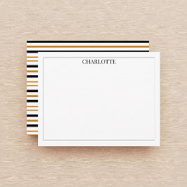 ミニマリストブラック&ブラウンストライプズクラシックシック ノートカード