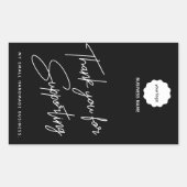 ミニマリストブラック&ホワイトありがとうビジネステッキ 長方形シール (正面)