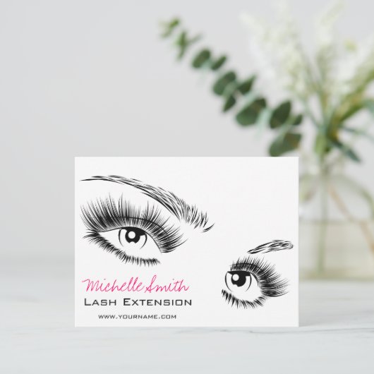 ミニマリストブラック&ホワイトまつげシックなメイクアップ ポストカード (スタンド正面)