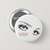 ミニマリストブラック&ホワイトまつげシックなメイクアップ 缶バッジ (正面&裏面)