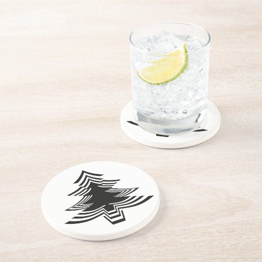 ミニマリストブラック&ホワイトアイコニックのクリスマスツリー コースター (側面)