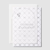 ミニマリストブラック&ホワイトアーチワイルドフラワー結婚ズ ベラム紙招待状 (オフセット (招待状))